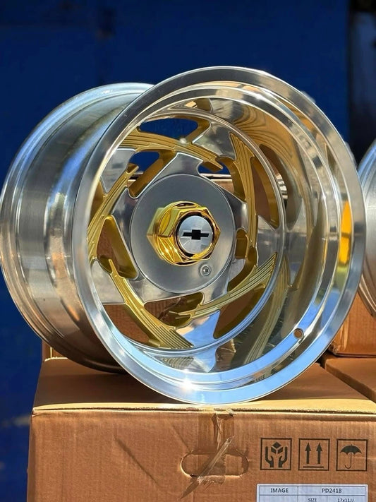 17x11 Retro Tribal Polished & Gold 1968-1998 Chevrolet C10 C1500 454ss