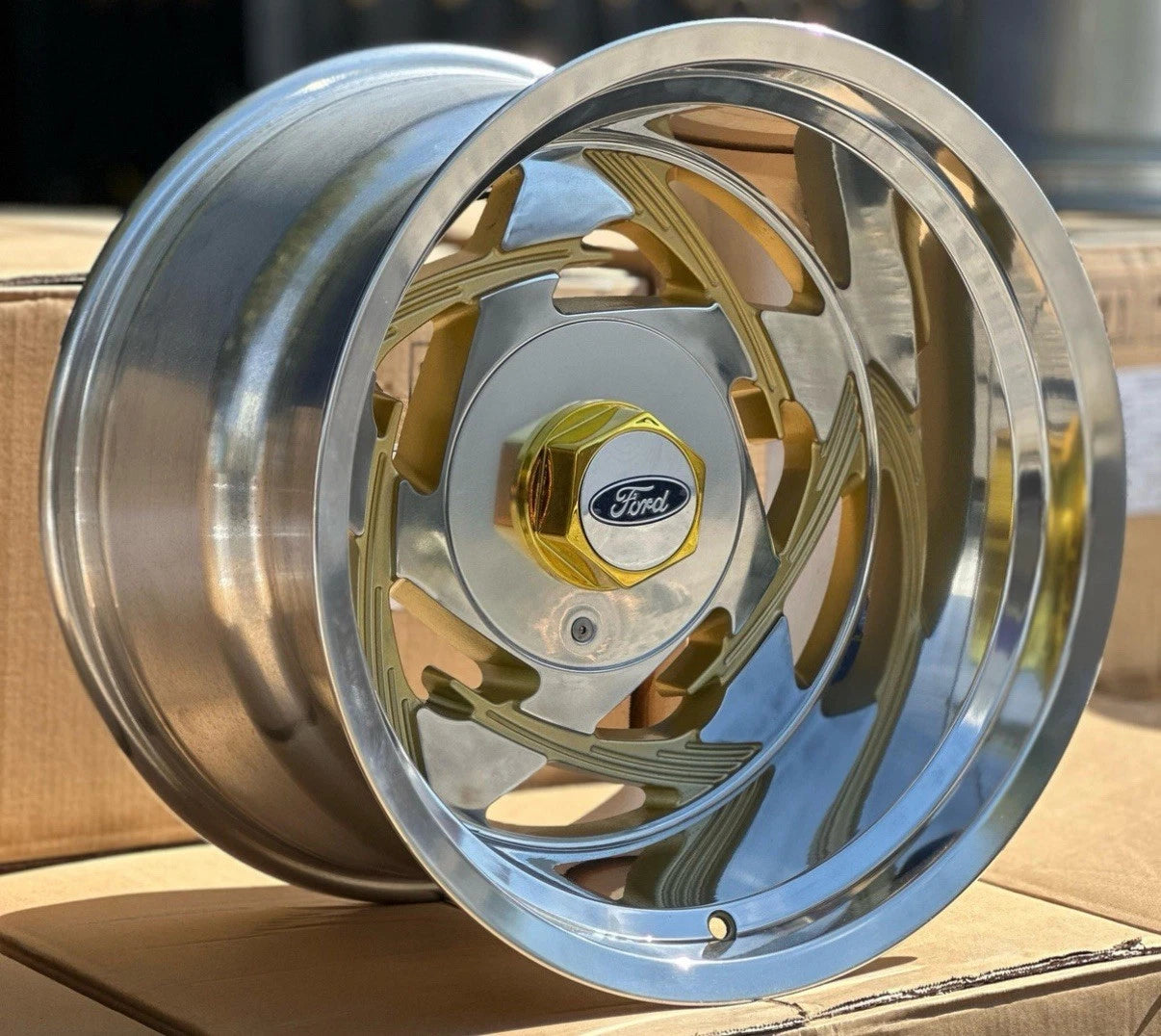 17x11 Retro Tribal Polished & Gold 1978-1996 Ford F-100 F-150 Bronco