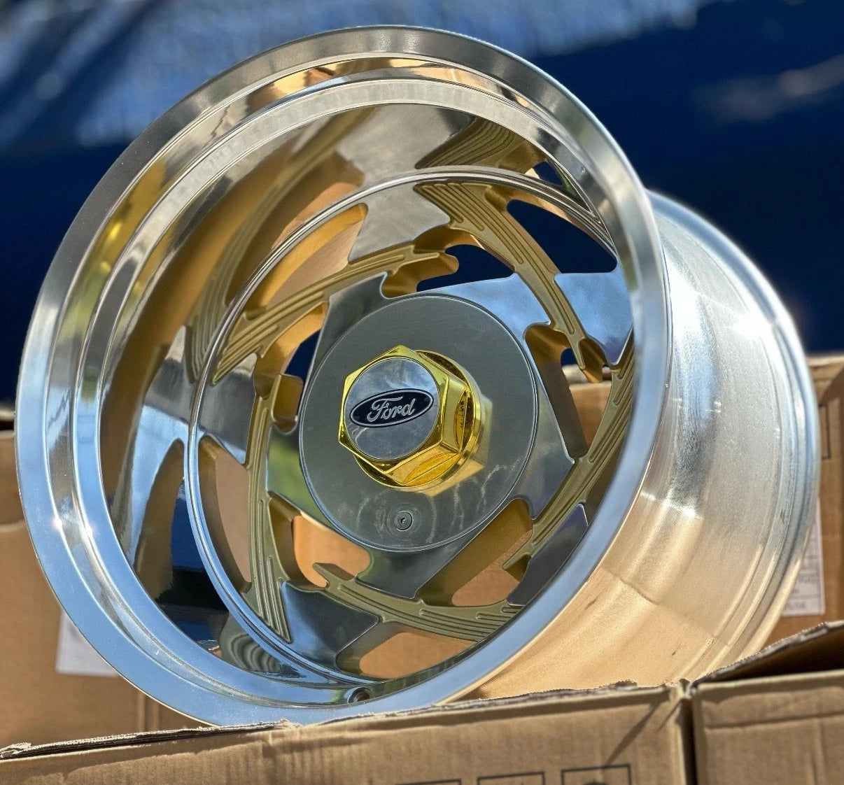 17x11 Retro Tribal Polished & Gold 1978-1996 Ford F-100 F-150 Bronco
